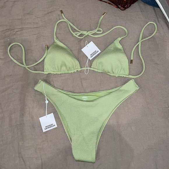Monday Swimwear Other - NWT Monday Swimwear Palma Top & Byron Bottom in Olive Green Crinkle
